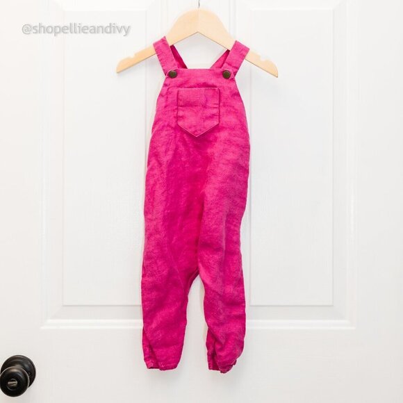 Beya Made Other - Beya Made Magenta Hot Pink Grow with Me Linen Overalls 12M